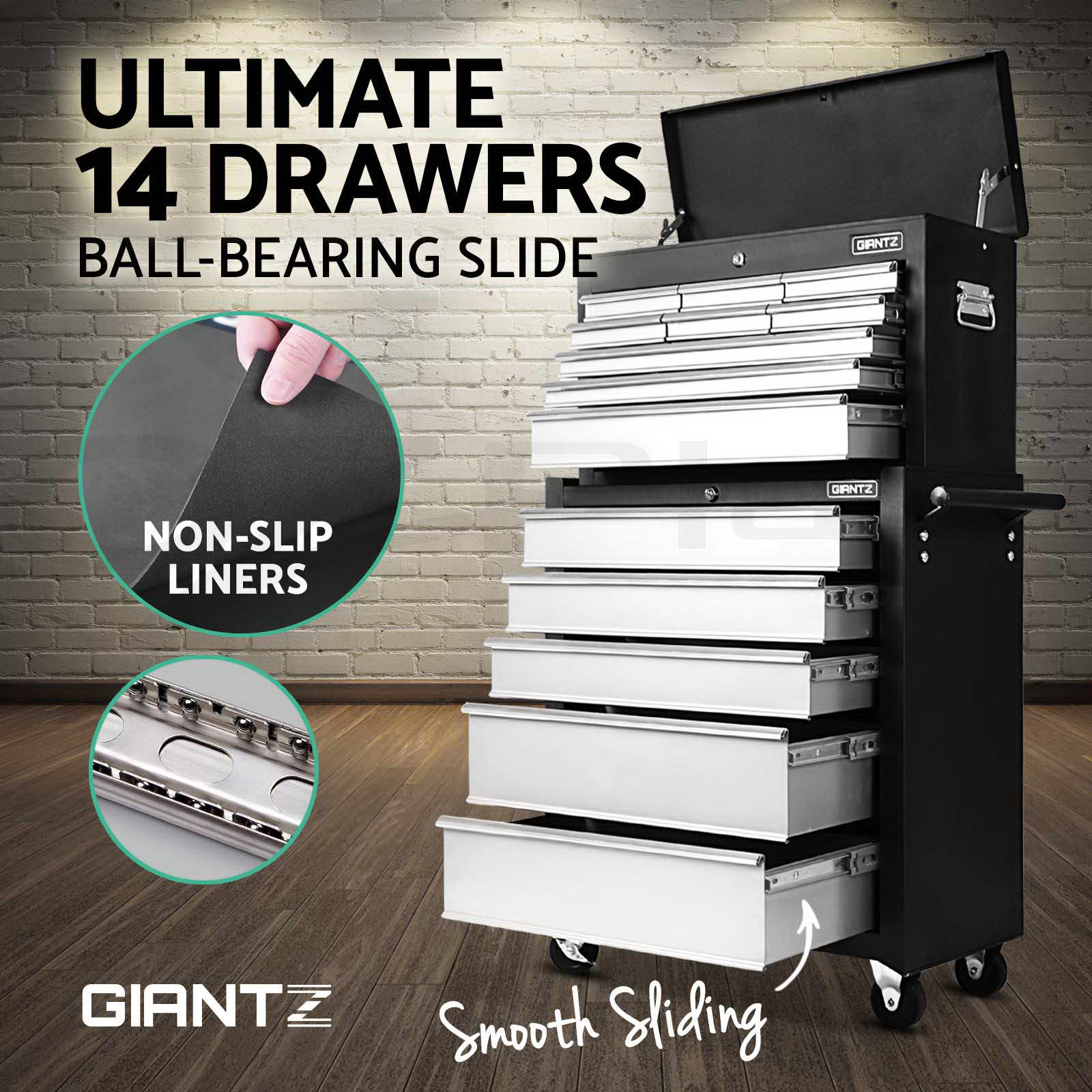 Giantz 5/9/14 Drawers Tool Box Chest Toolbox Cabinet Trolley Garage Storage Box - Picture 17 of 81