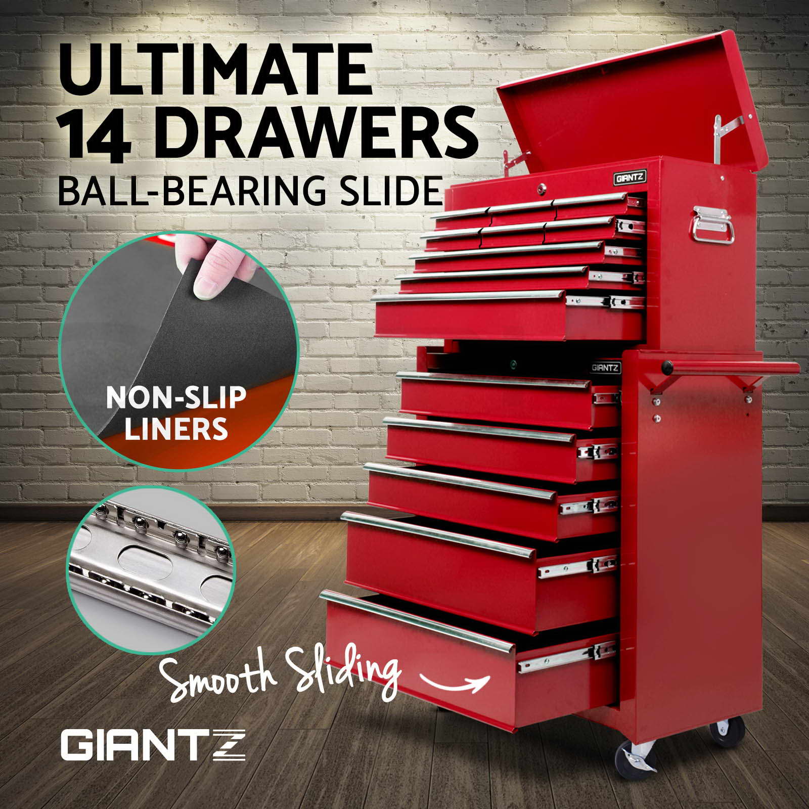 Giantz 5/9/14 Drawers Tool Box Chest Toolbox Cabinet Trolley Garage Storage Box - Picture 29 of 81