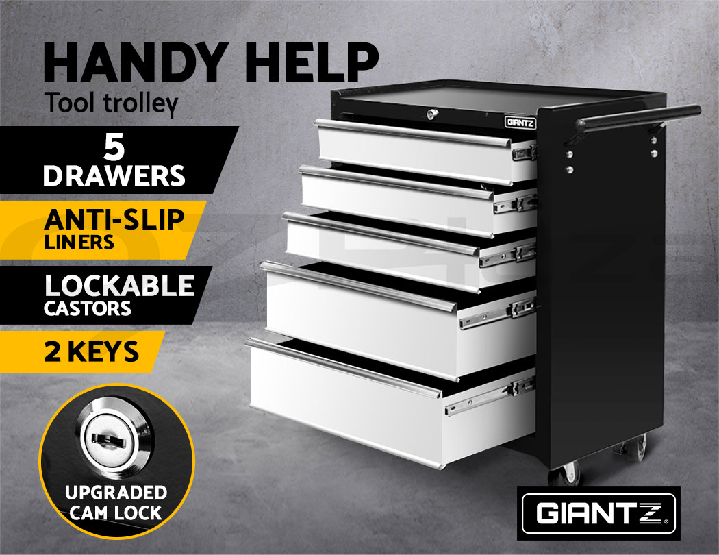 Giantz 5 Drawers Tool Box Chest Trolley Boxes Garage Storage
