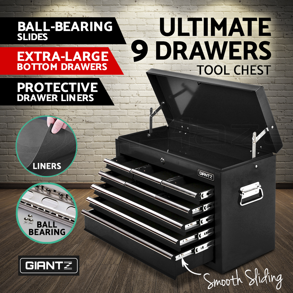 Giantz 9 Drawer Tool Box Chest Cabinet Toolbox Storage Garage Organiser Set - Picture 11 of 42