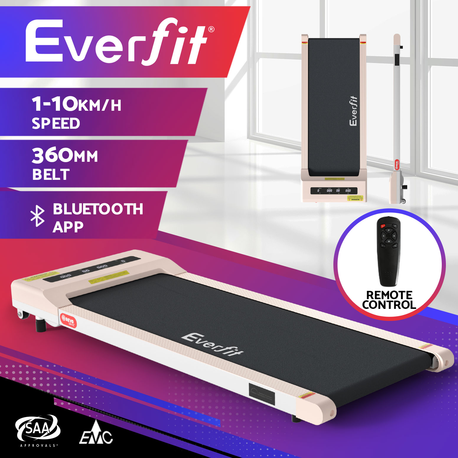 Everfit Treadmill Electric Walking Pad Under Desk Home Office Gym Fitness - Picture 9 of 16