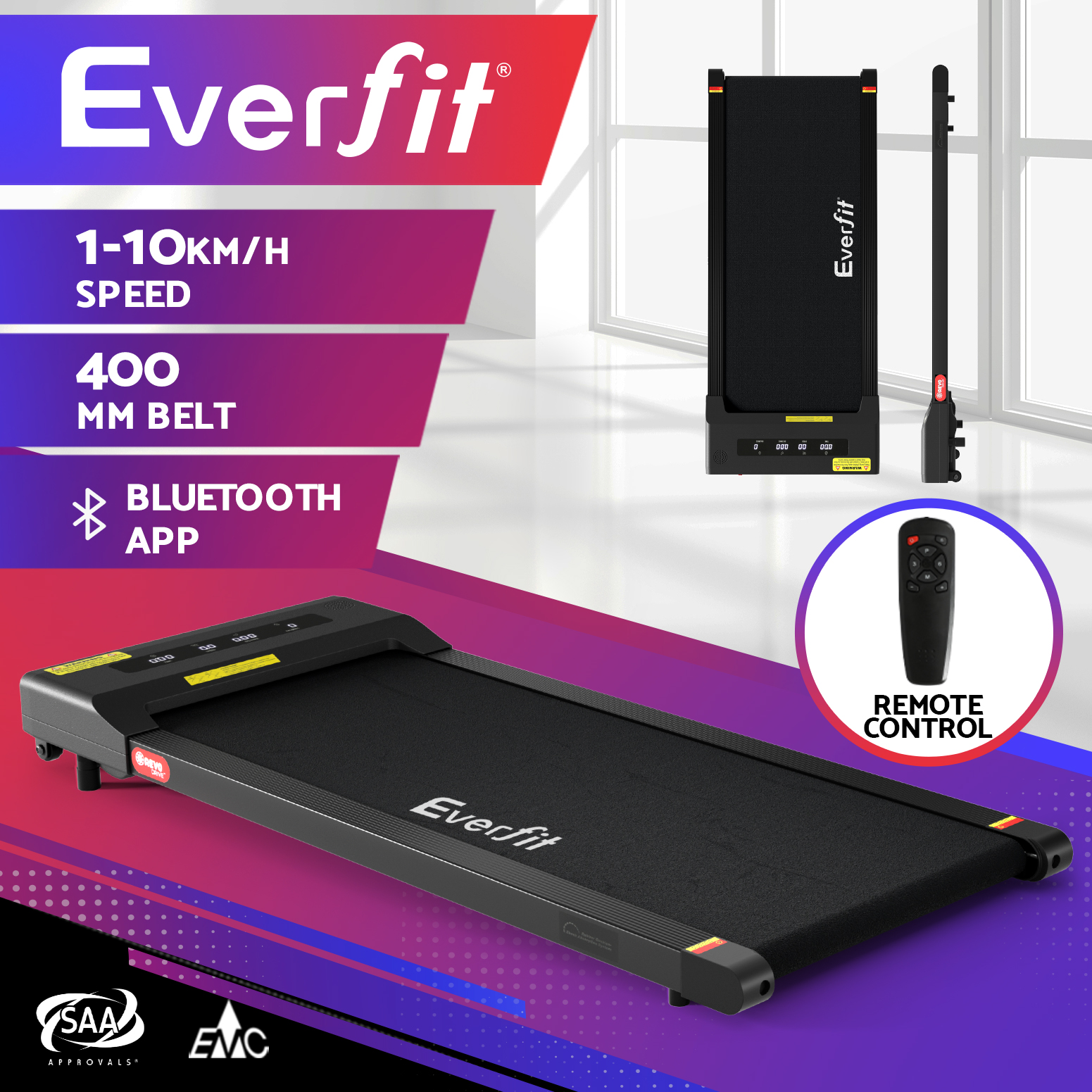 Everfit Treadmill Electric Walking Pad Under Desk Home Office Gym Fitness - Picture 13 of 16