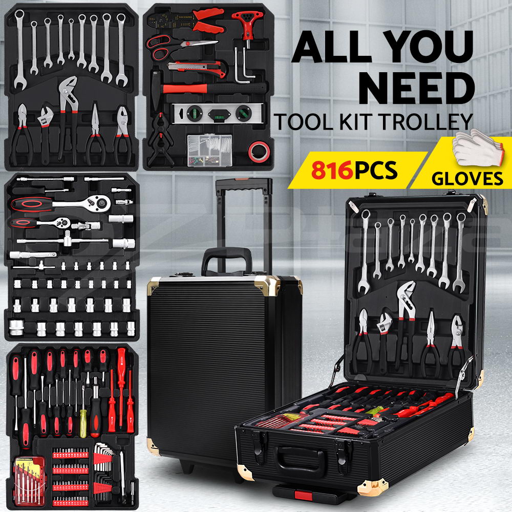 Giantz 786/816pcs Tool Box Kit Wheels Trolley Case Portable Set Toolbox