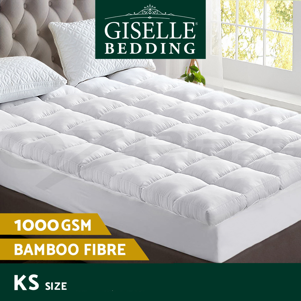 Giselle Bedding 1000GSM Mattress Pillowtop Topper Bamboo Duck Down Feather Pad - Picture 11 of 23