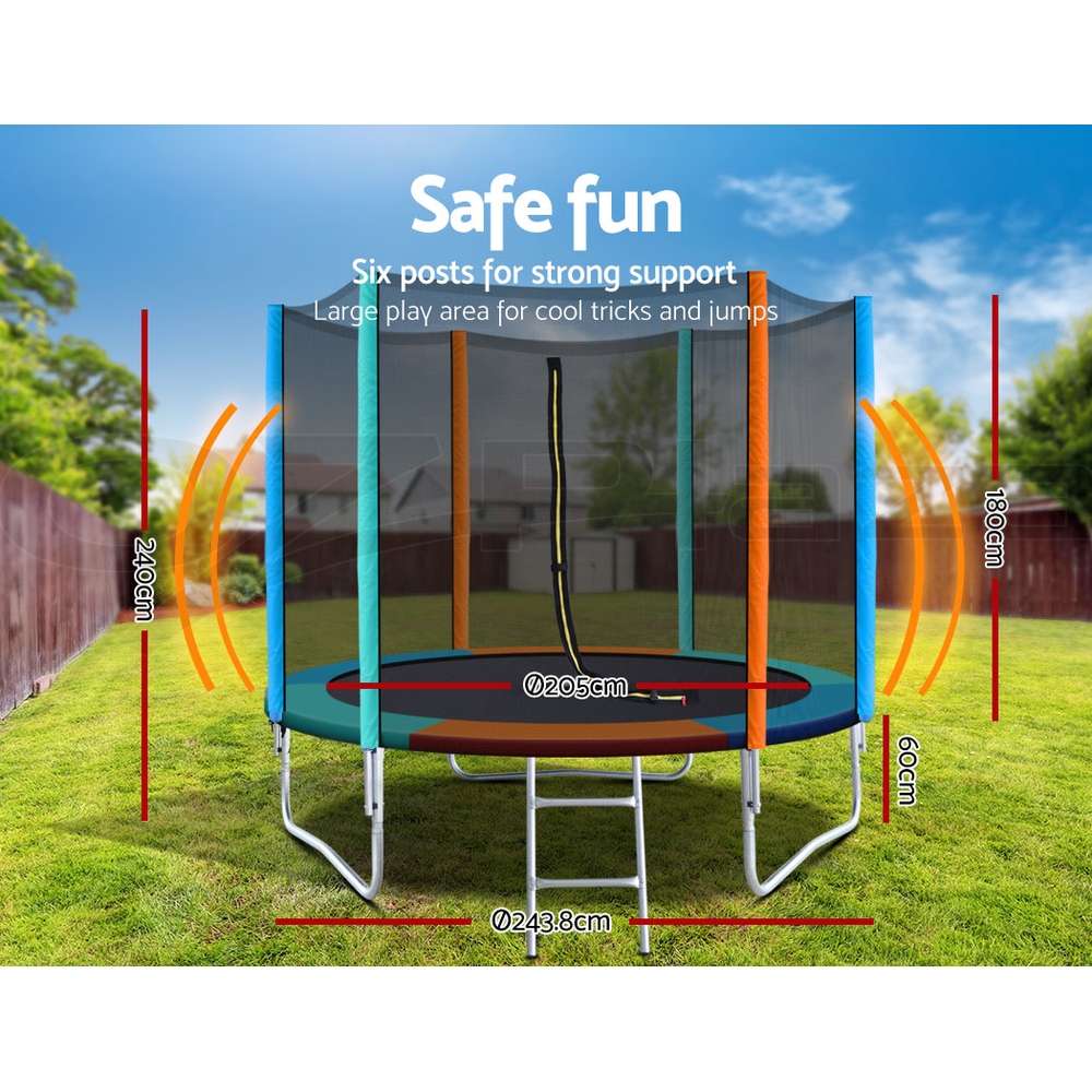 US Stock Outdoor Trampoline Fun Summer Exercise Fitness Equipment for Adult Kids Indoor Toy Great Gift DondPO 8FT/10FT/12 FT Kids Trampoline with Enclosure Net,Trampoline Round Jumping Table 