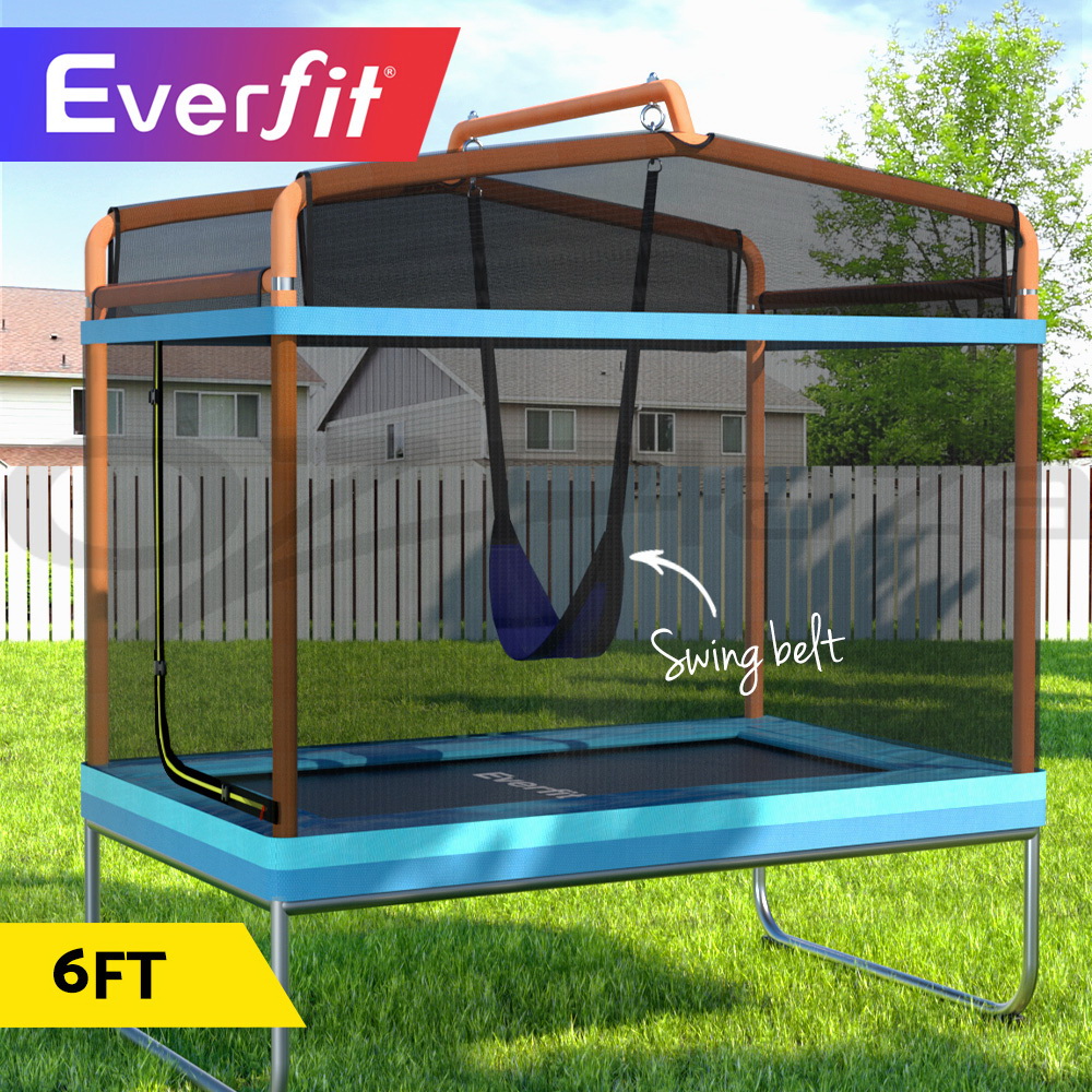 Everfit Trampoline 6FT Kids 2-in-1 Swing Belt Safety Net Gift Rectangle - Picture 11 of 30
