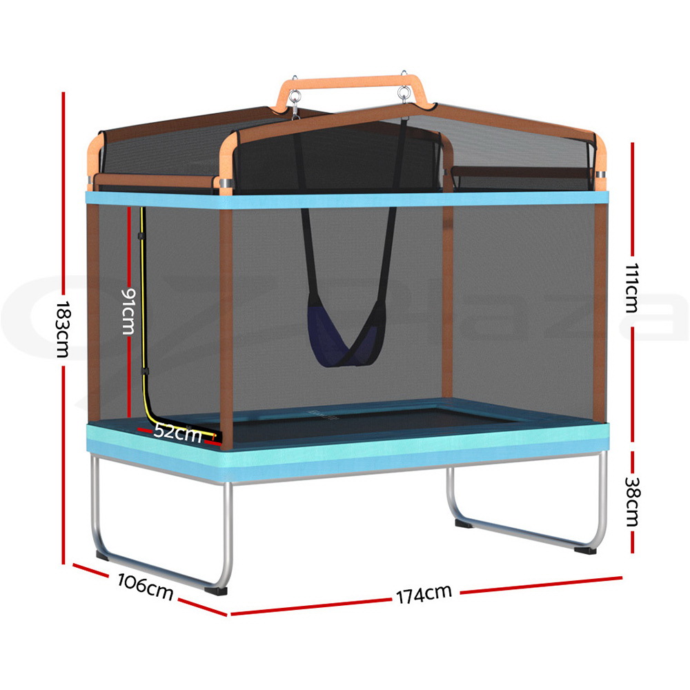 Everfit Trampoline 6FT Kids 2-in-1 Swing Belt Safety Net Gift Rectangle - Picture 13 of 30