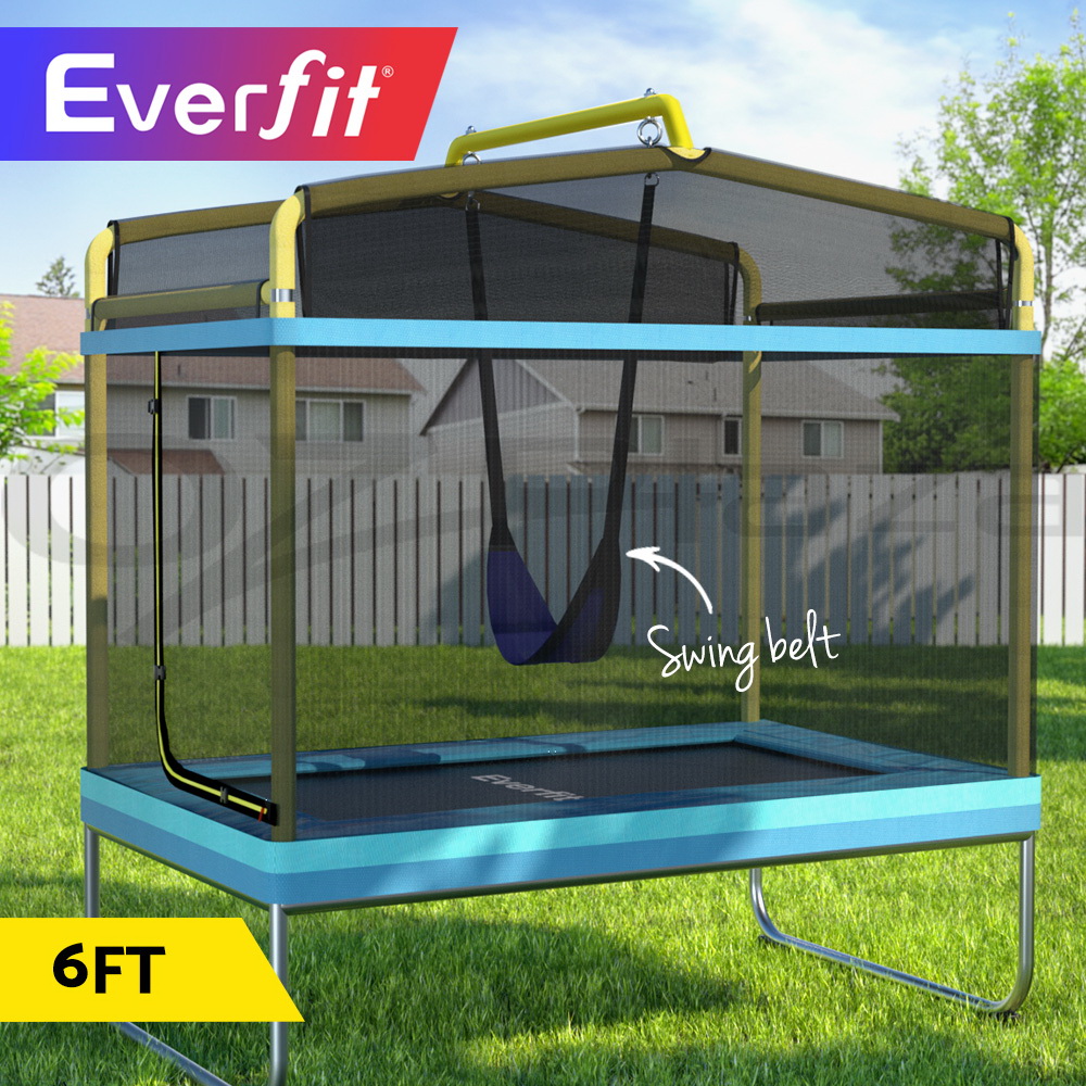 Everfit Trampoline 6FT Kids 2-in-1 Swing Belt Safety Net Gift Rectangle - Picture 21 of 30