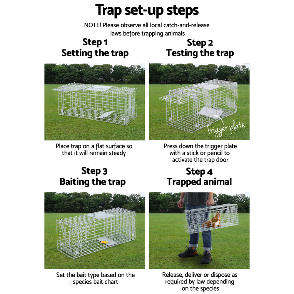 Gardeon Animal Trap Humane Cage Possum Fox Koala Rabbit Bird Cat Live Catch - Picture 34 of 46