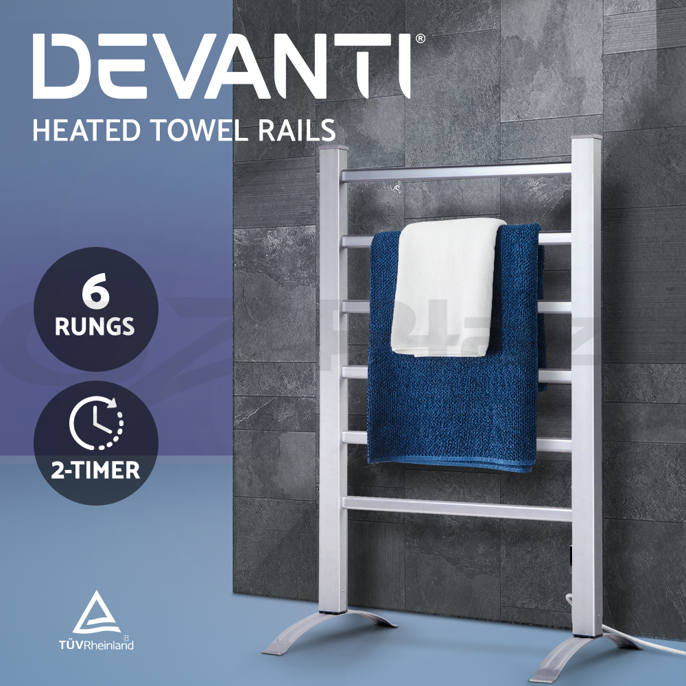 Devanti Heated Towel Rail Rack Bathroom Electric Rails Warmer Clothes 3 Models - Picture 11 of 16