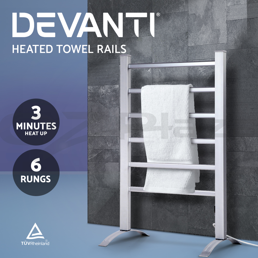 Devanti Heated Towel Rail Rack Bathroom Electric Rails Warmer Clothes 3 Models - Picture 13 of 16