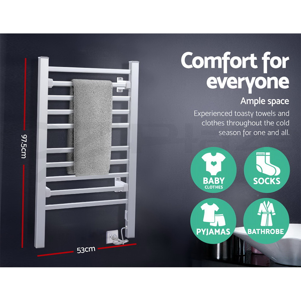 Devanti Heated Towel Rail Rack Bathroom Electric Rails Warmer Clothes 3 Models - Picture 16 of 16