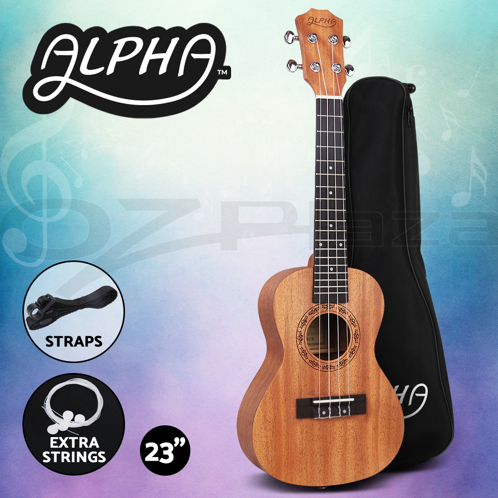 Alpha 23" Inch Concert Ukulele Mahogany Ukuleles Uke w/ EQ Carry Bag - Picture 12 of 13