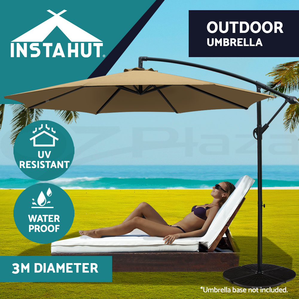 Instahut Outdoor Umbrella 3m Umbrellas Cantilever Beach Garden Sun Deck Patio UV - Picture 12 of 76