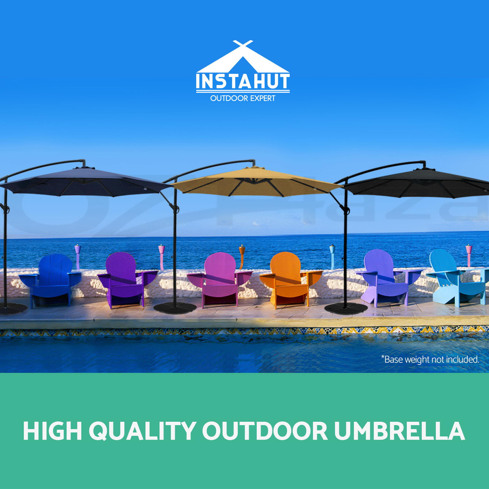 Instahut Outdoor Umbrella 3m Umbrellas Cantilever Beach Garden Sun Deck Patio UV - Picture 13 of 76