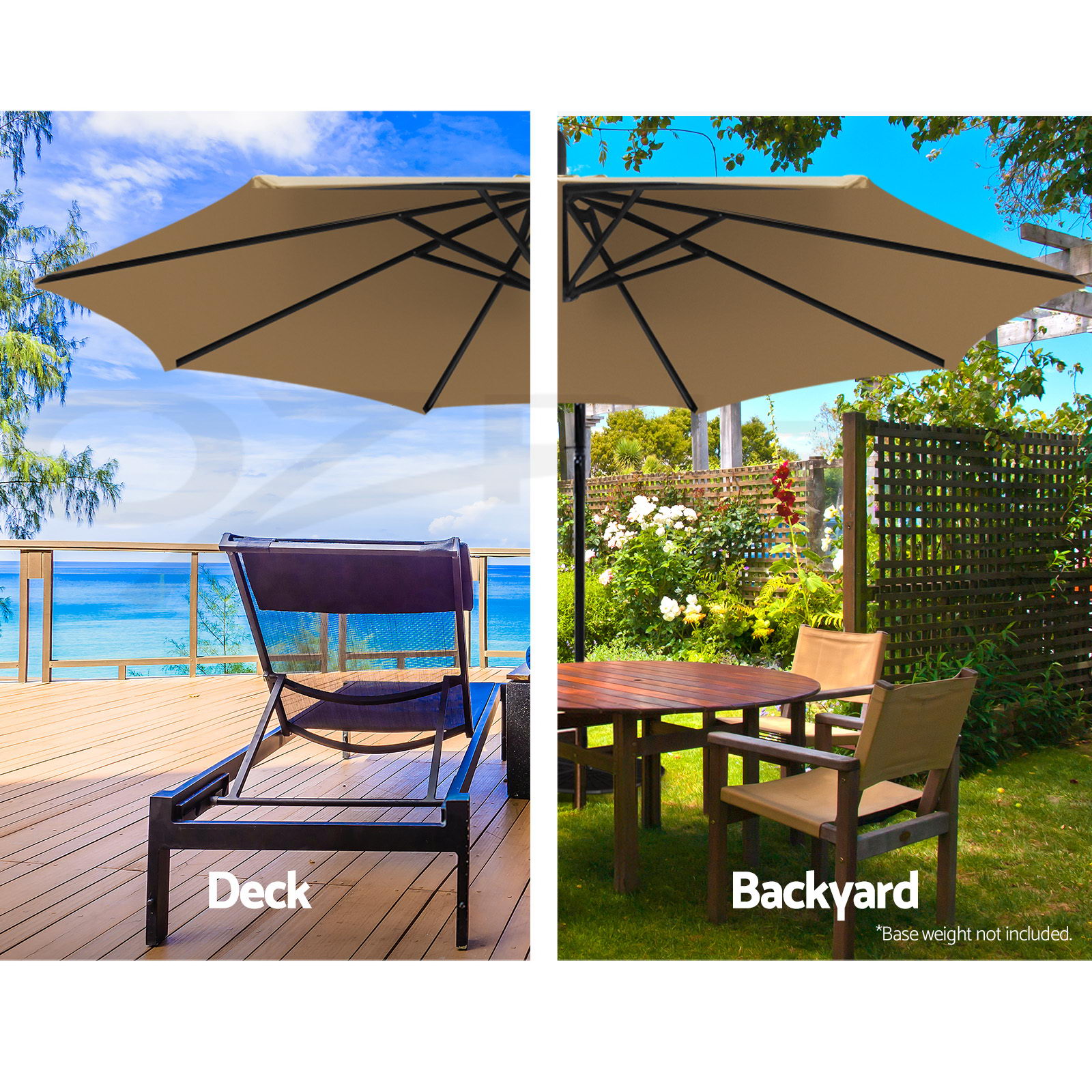 Instahut Outdoor Umbrella 3m Umbrellas Cantilever Beach Garden Sun Deck Patio UV - Picture 14 of 76