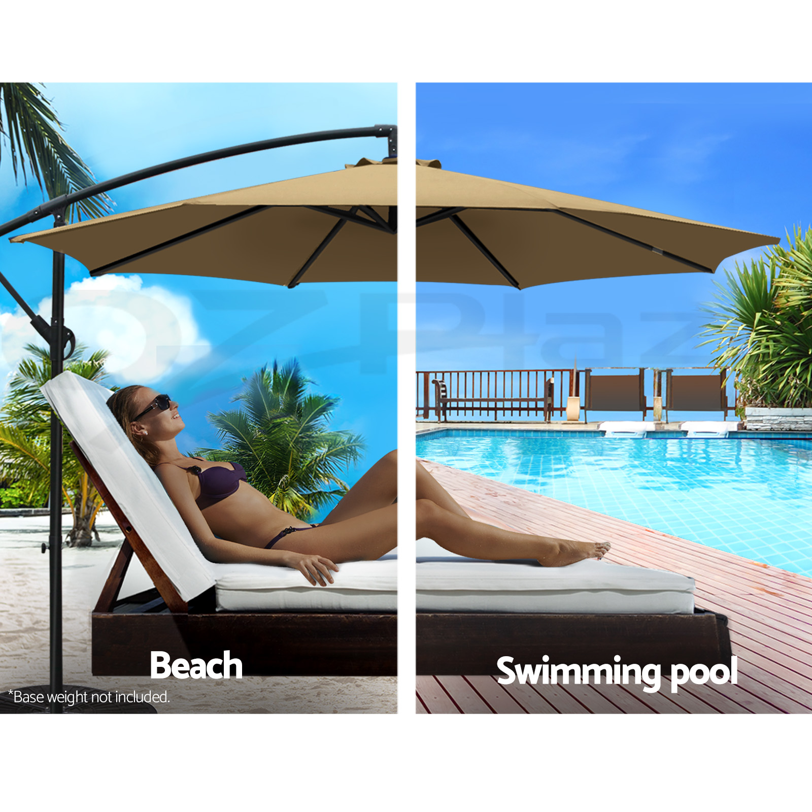 Instahut Outdoor Umbrella 3m Umbrellas Cantilever Beach Garden Sun Deck Patio UV - Picture 15 of 76
