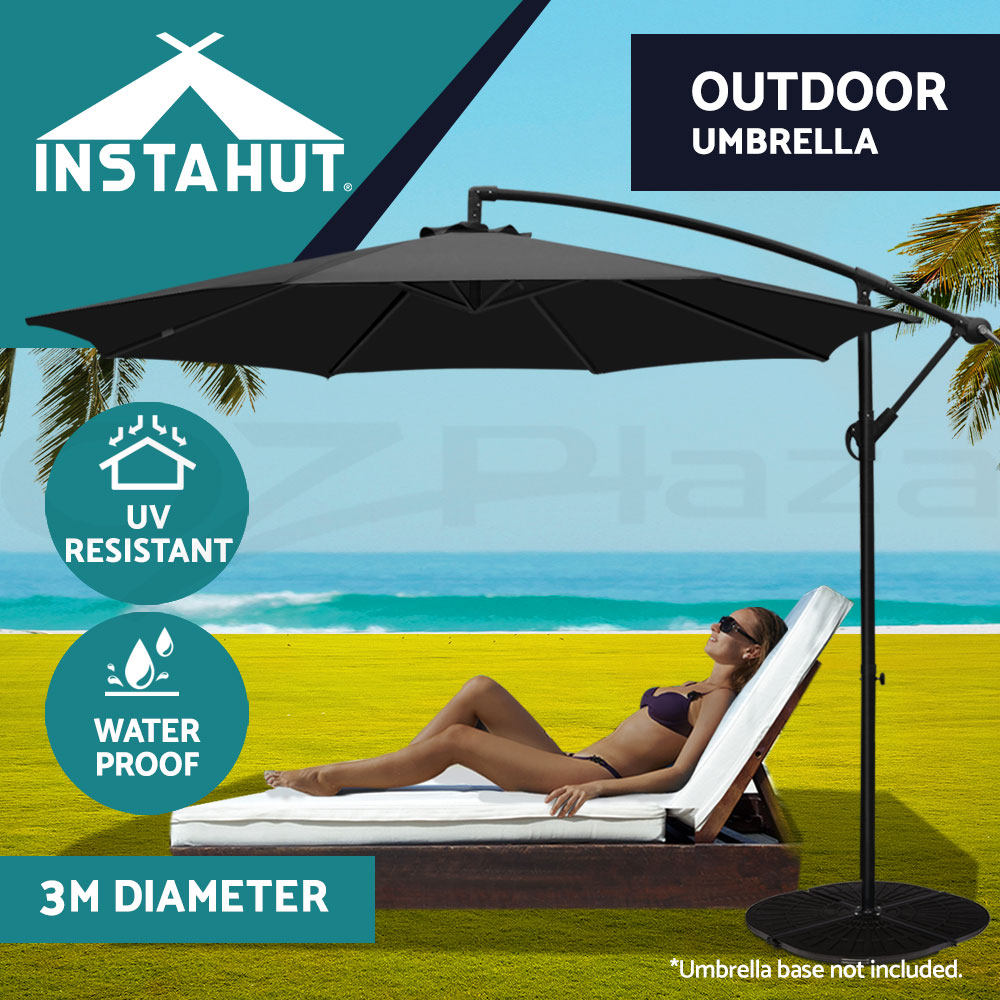 Instahut Outdoor Umbrella 3m Umbrellas Cantilever Beach Garden Sun Deck Patio UV - Picture 23 of 76