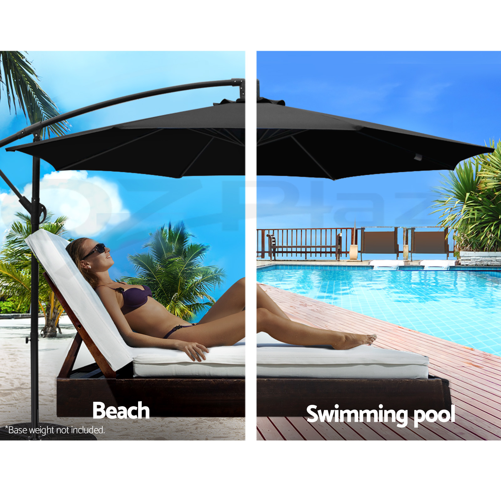 Instahut Outdoor Umbrella 3m Umbrellas Cantilever Beach Garden Sun Deck Patio UV - Picture 26 of 76