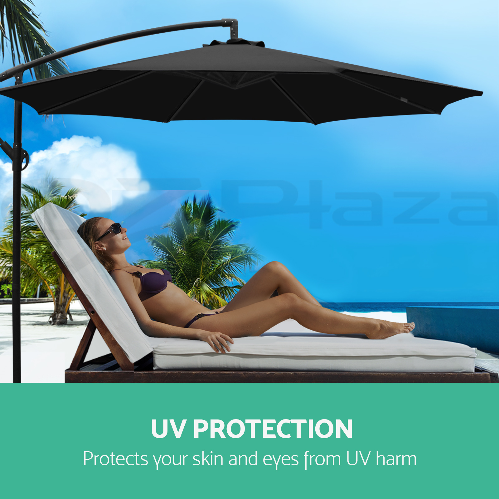 Instahut Outdoor Umbrella 3m Umbrellas Cantilever Beach Garden Sun Deck Patio UV - Picture 30 of 76