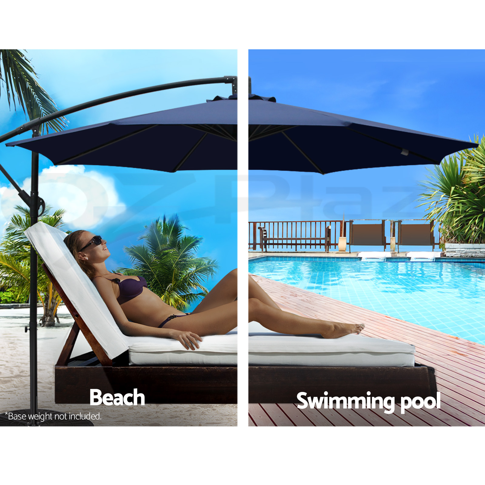 Instahut Outdoor Umbrella 3m Umbrellas Cantilever Beach Garden Sun Deck Patio UV - Picture 59 of 76