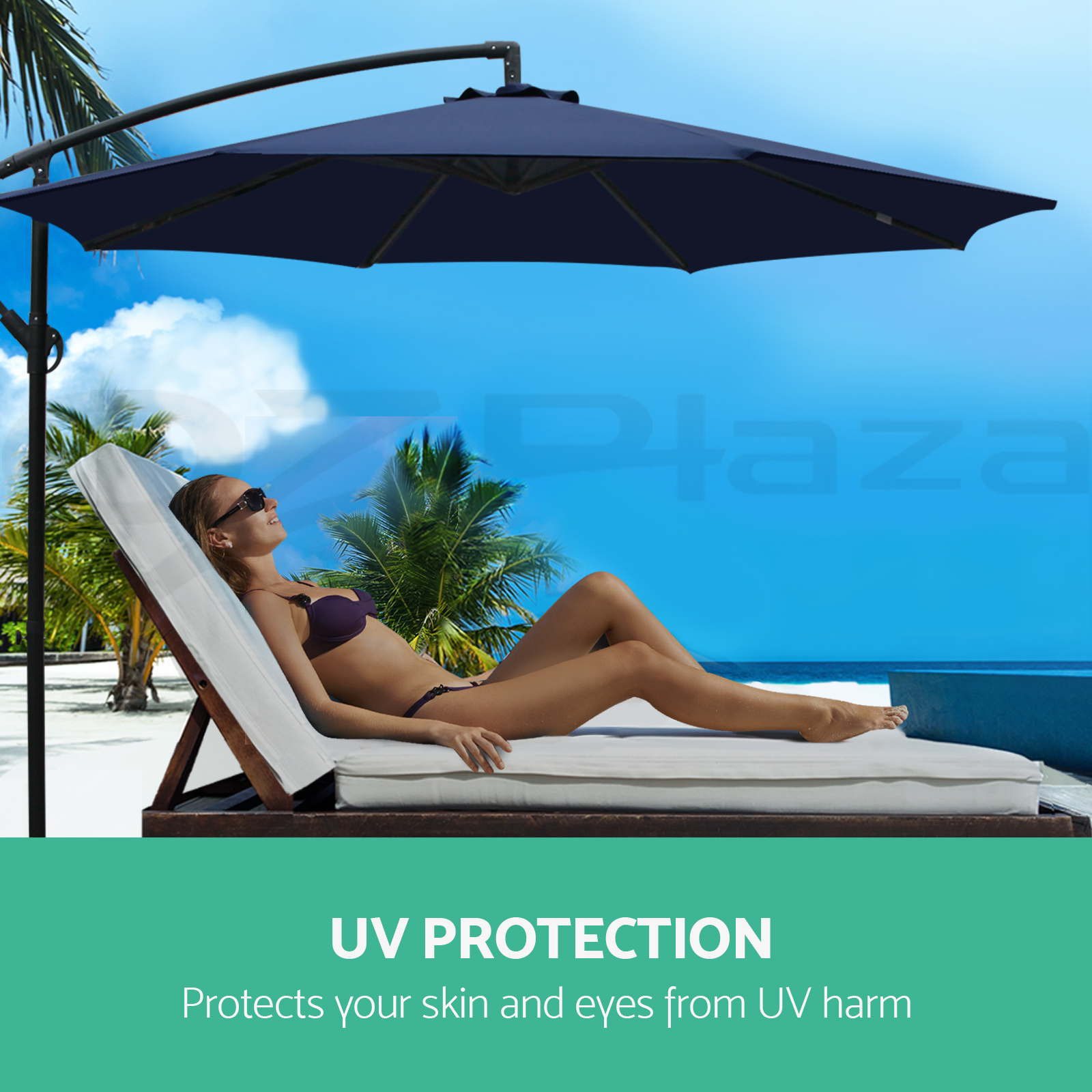 Instahut Outdoor Umbrella 3m Umbrellas Cantilever Beach Garden Sun Deck Patio UV - Picture 63 of 76