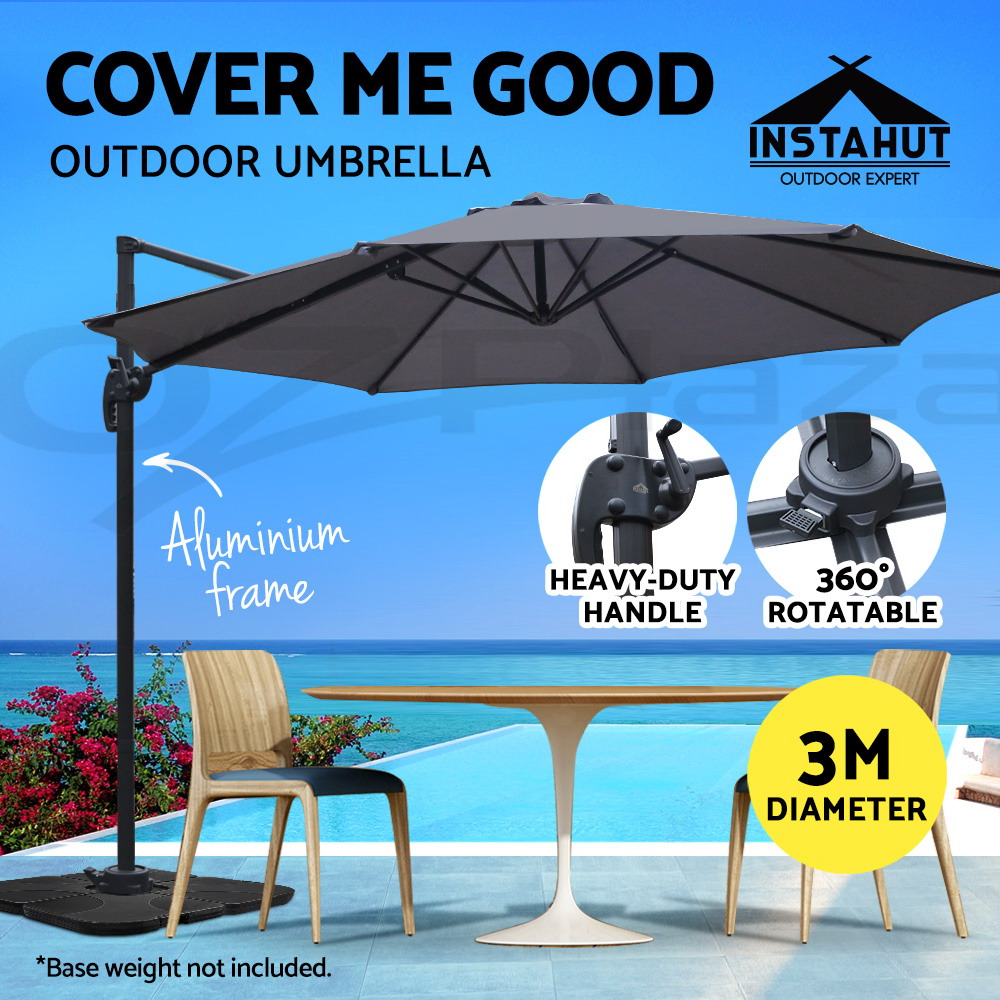 Instahut Umbrella Outdoor Umbrellas Roma Cantilever Sun UV 360 Degree