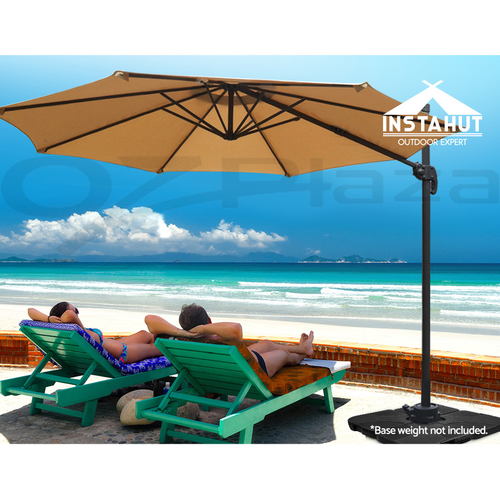 Instahut Outdoor Umbrella 3m Umbrellas Cantilever Stand Sun Beach
