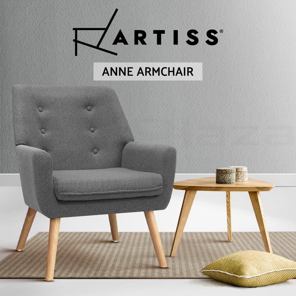 Artiss Armchair Lounge Chair Fabric Sofa Accent Chairs Tub Armchairs Grey 9350062127025 EBay