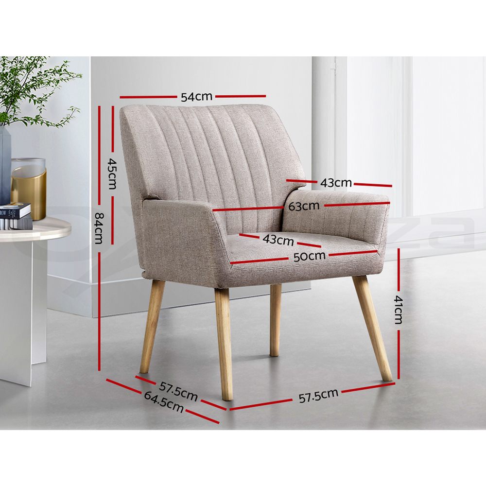 Artiss Armchair Lounge Chair Armchairs Accent Chairs Sofa Couch Fabric Sebastini - Picture 21 of 33