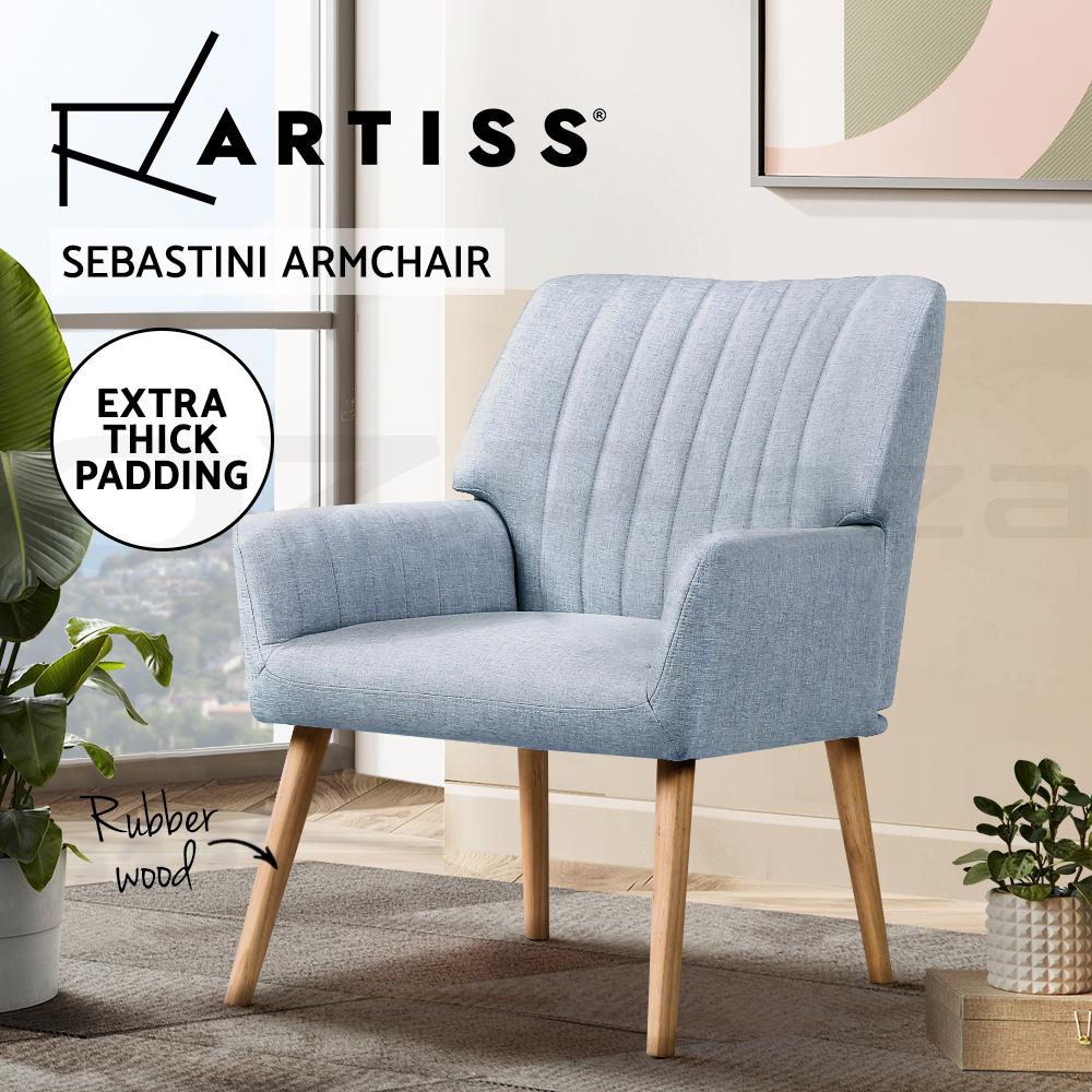 Artiss Armchair Lounge Chair Armchairs Accent Chairs Sofa Couch Fabric Sebastini - Picture 23 of 33