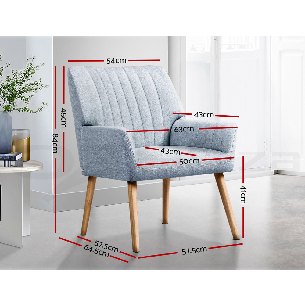 Artiss Armchair Lounge Chair Armchairs Accent Chairs Sofa Couch Fabric Sebastini - Picture 32 of 33