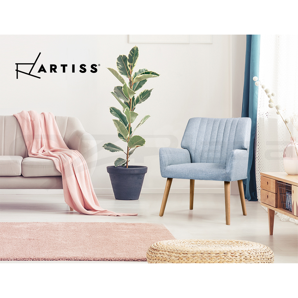 Artiss Armchair Lounge Chair Armchairs Accent Chairs Sofa Couch Fabric Sebastini - Picture 33 of 33