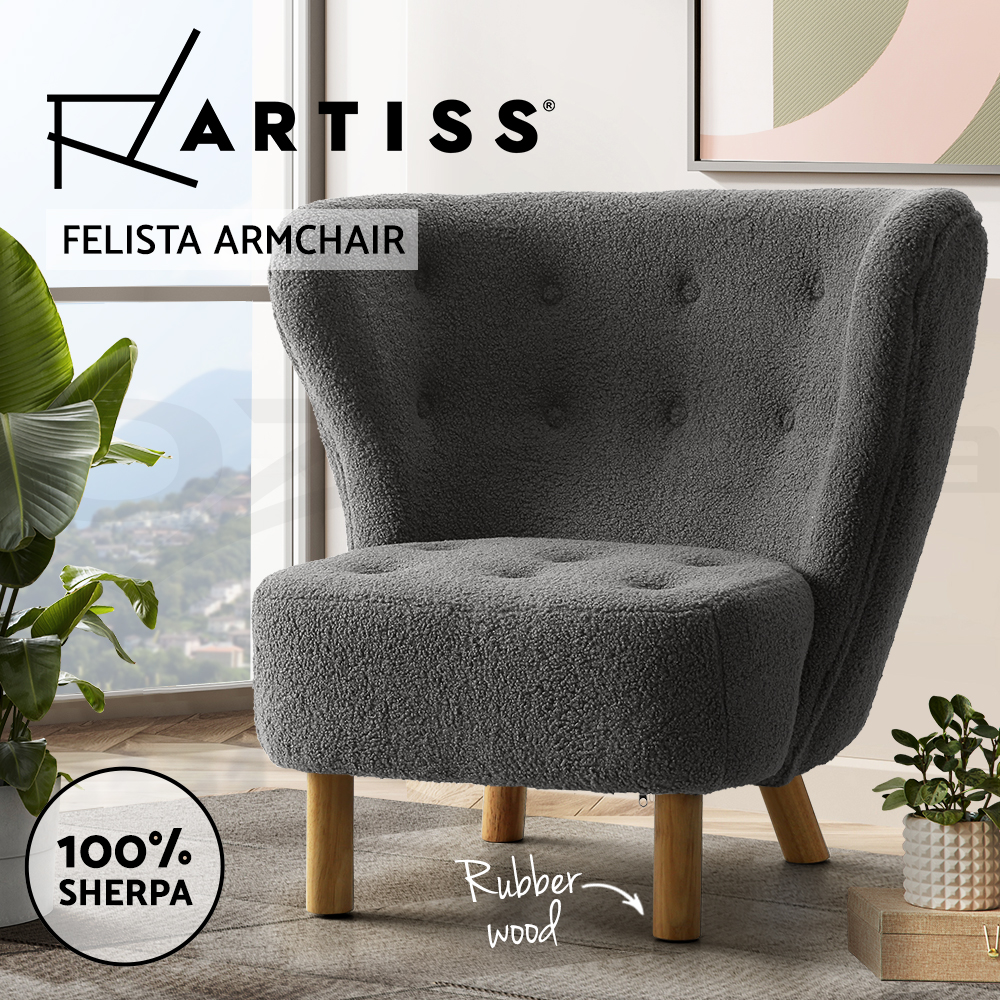 Artiss Armchair Lounge Accent Chair Armchairs Couch Chairs Sofa Bedroom Boucle - Picture 12 of 33