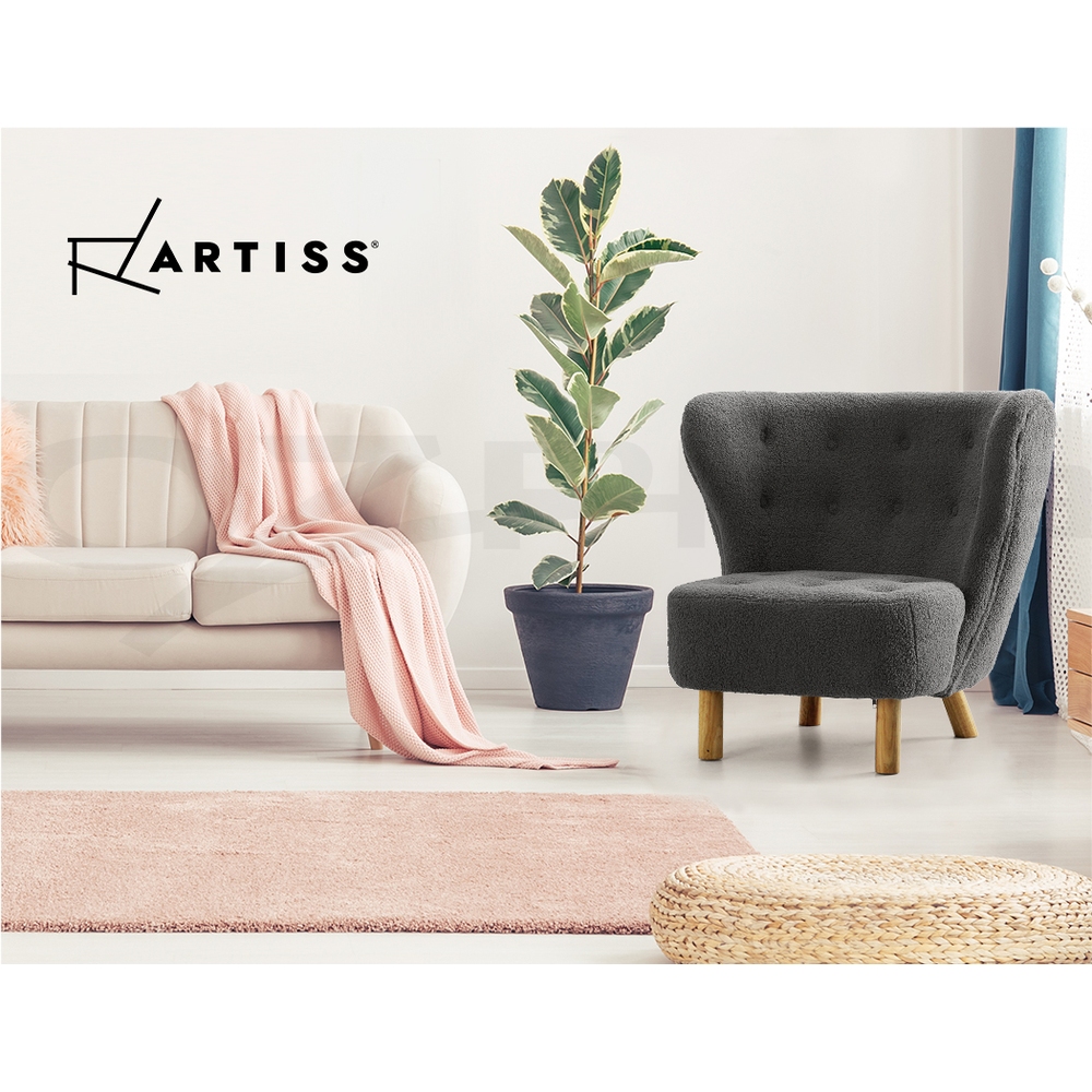 Artiss Armchair Lounge Accent Chair Armchairs Couch Chairs Sofa Bedroom Boucle - Picture 22 of 33