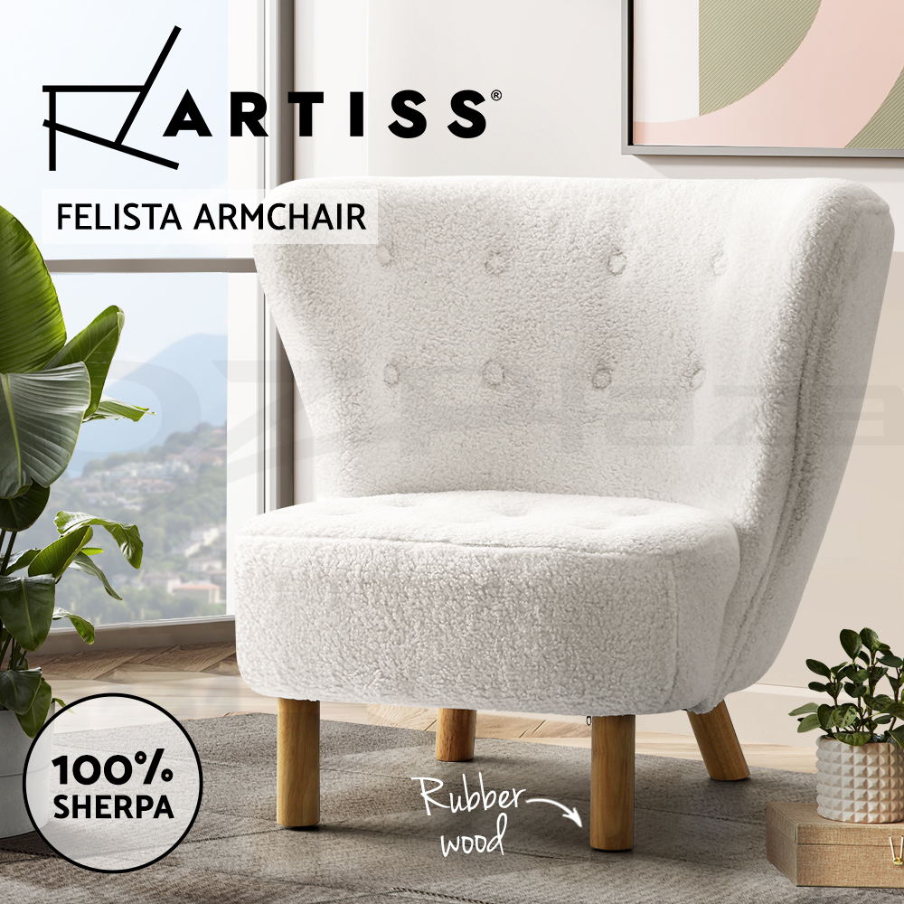 Artiss Armchair Lounge Accent Chair Armchairs Couch Chairs Sofa Bedroom Boucle - Picture 23 of 33