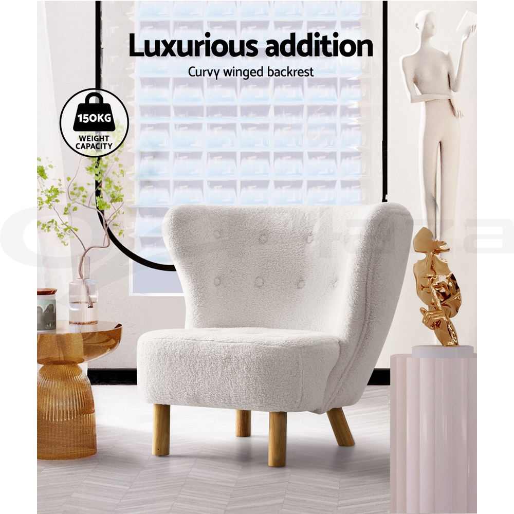 Artiss Armchair Lounge Accent Chair Armchairs Couch Chairs Sofa Bedroom Boucle - Picture 25 of 33