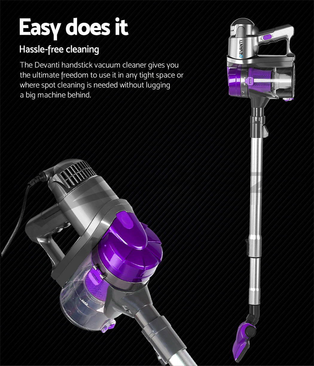Devanti Handheld Vacuum Cleaner Stick Handstick Bagless Corded Car Vac