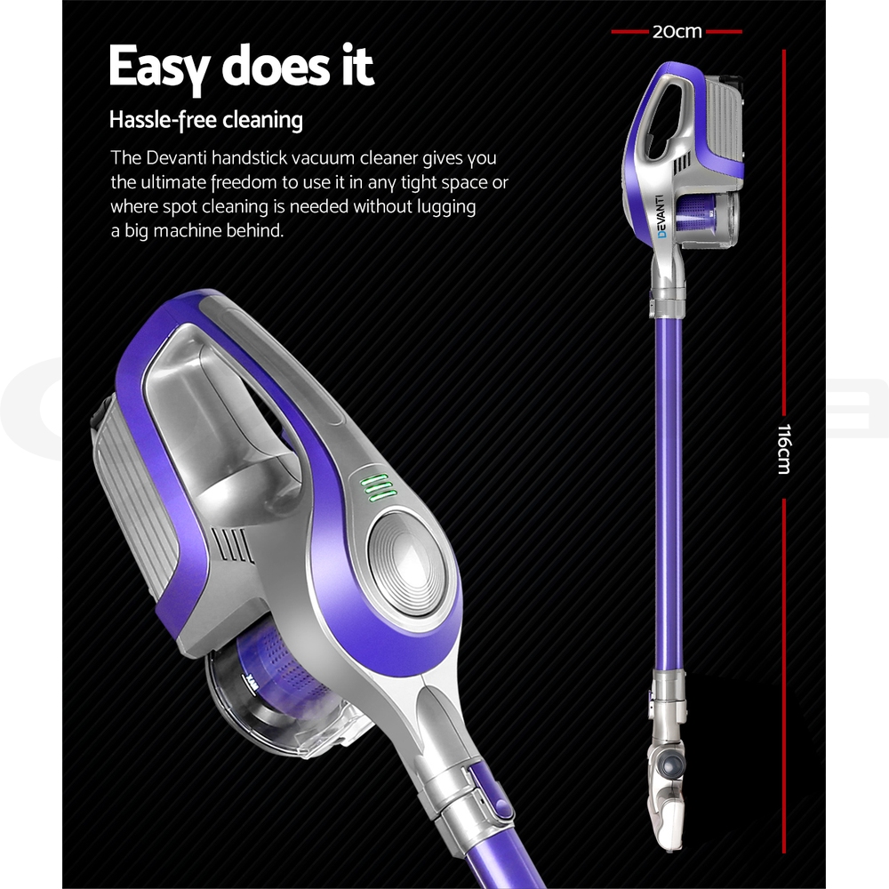 Devanti Handheld Vacuum Cleaner Cordless Bagless Stick Handstick Vac Recharge - Picture 20 of 26