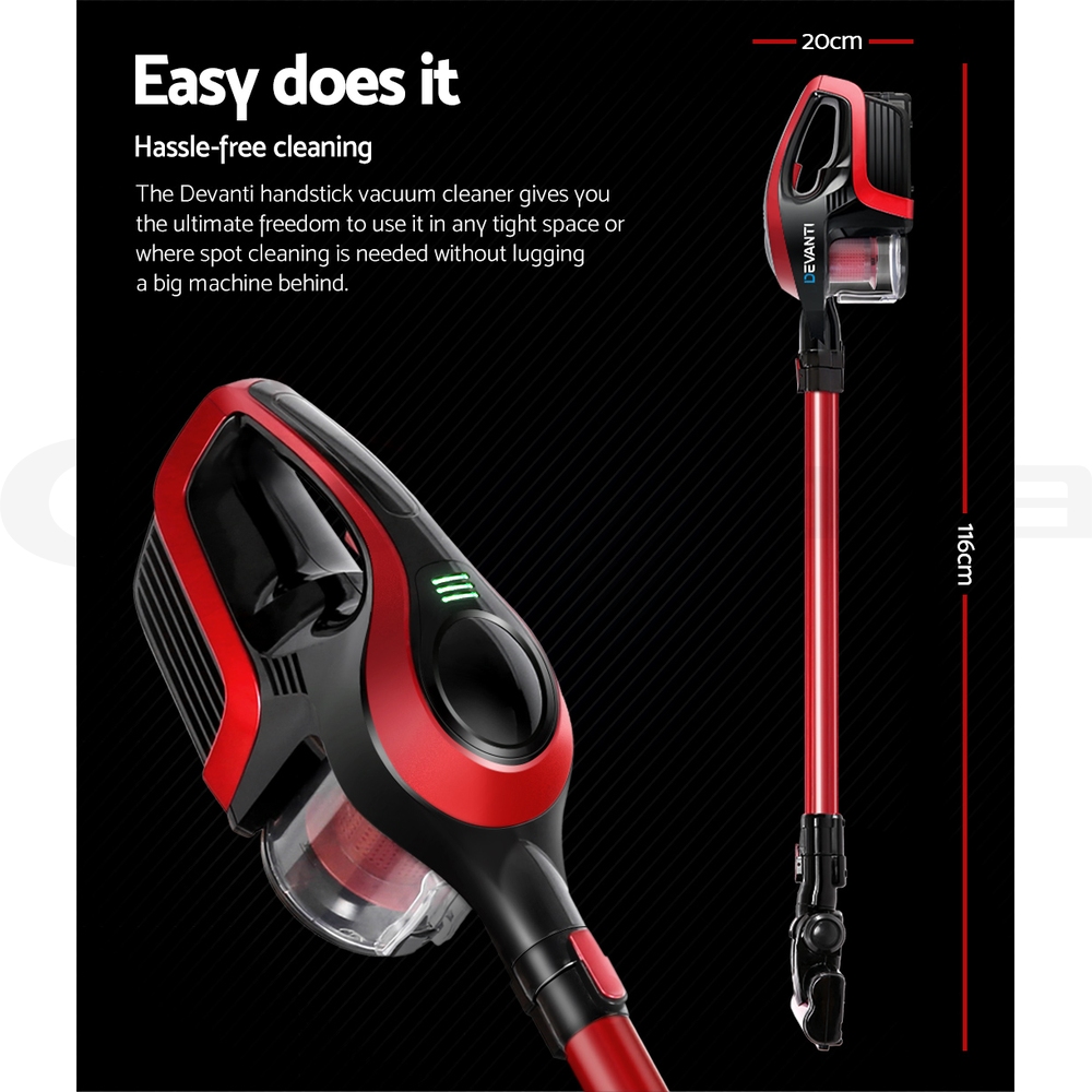 Devanti Handheld Vacuum Cleaner Cordless Bagless Stick Handstick Vac Recharge - Picture 22 of 26
