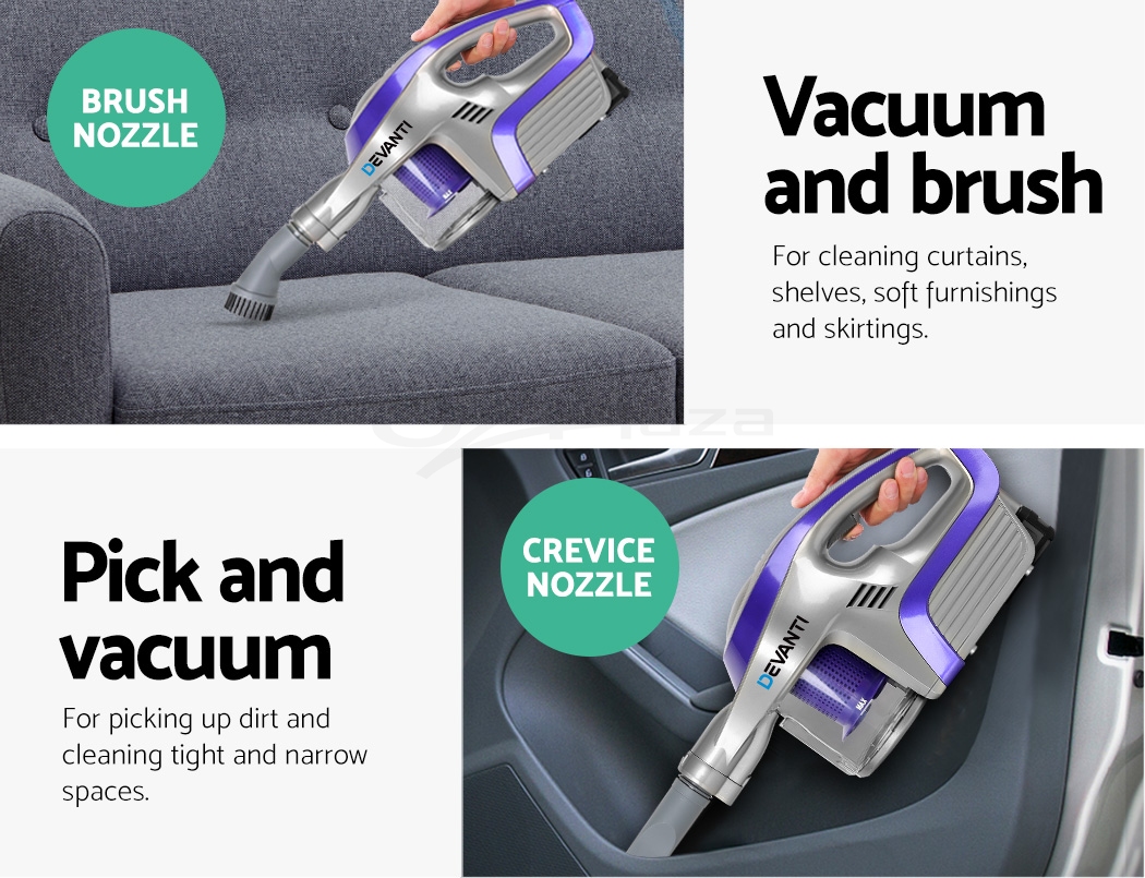 Devanti Handheld Vacuum Cleaner Cordless Stick Bagless Vac Car Recharge