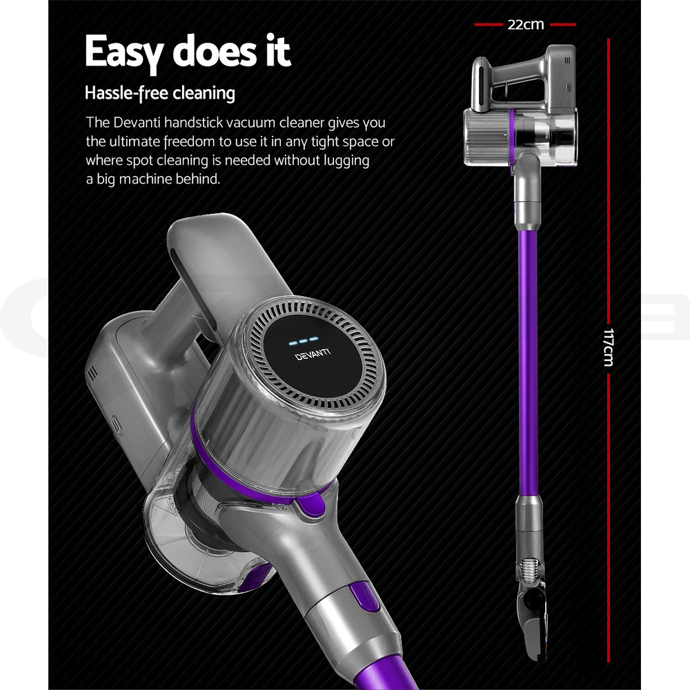 Devanti Handheld Vacuum Cleaner Stick Cordless Bagless Handstick Recharge Vac - Picture 13 of 15