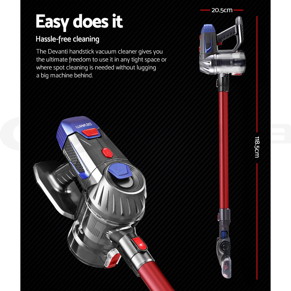 Devanti Handheld Vacuum Cleaner Cordless Bagless Stick Handstick Vac Recharge - Picture 17 of 26