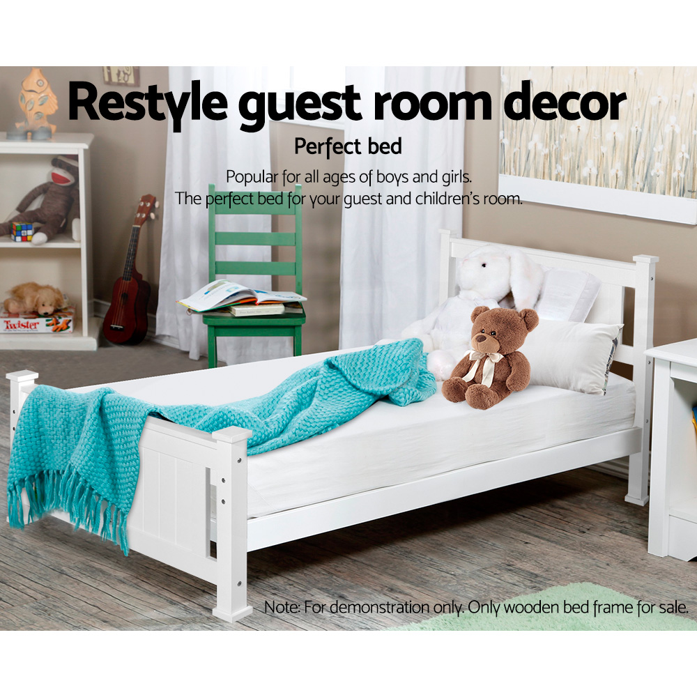King Single Wooden Bed Frame RIO Kids Children Adults Bedroom Mattress