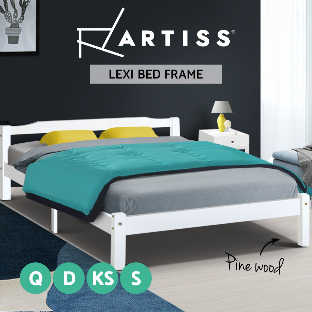 Artiss Bed Frame Double Single King Single Size Wooden Timber Mattress Base - Picture 15 of 21