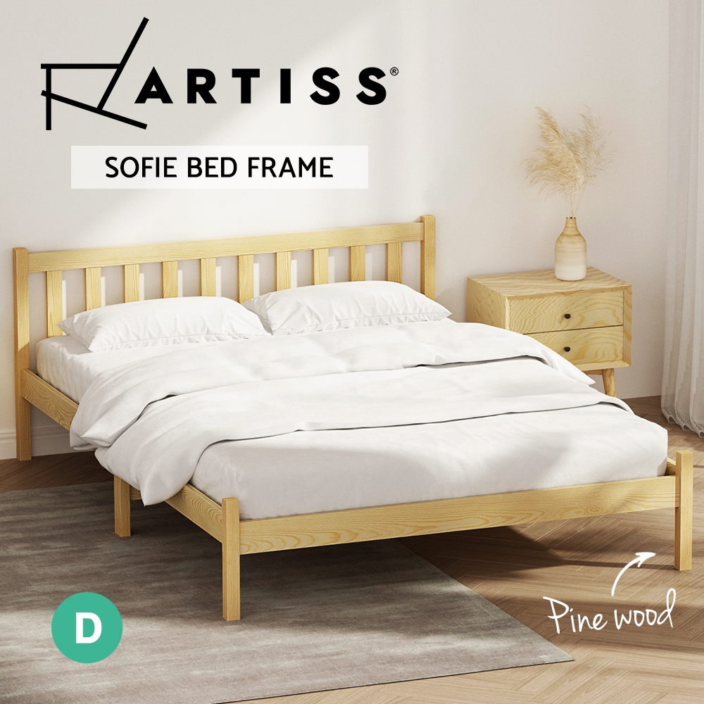 Artiss Bed Frame Wooden Queen Double King Single Full Size Timber Base SOFIE - Picture 33 of 62