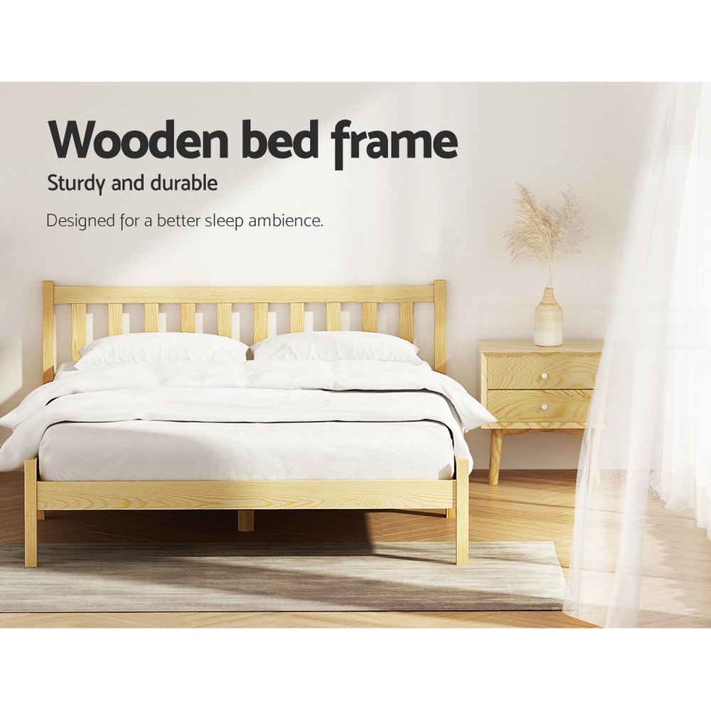 Artiss Bed Frame Wooden Queen Double King Single Full Size Timber Base SOFIE - Picture 34 of 62