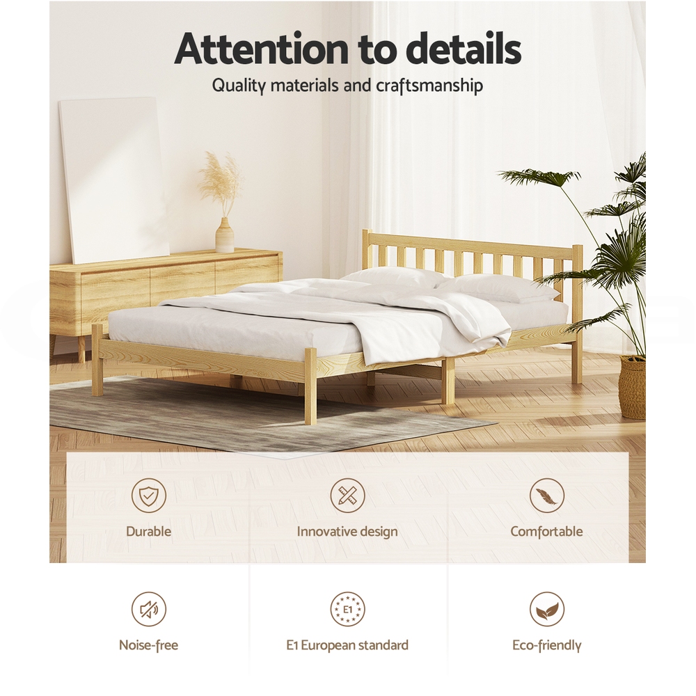 Artiss Bed Frame Wooden Queen Double King Single Full Size Timber Base SOFIE - Picture 35 of 62