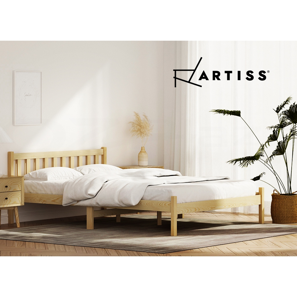 Artiss Bed Frame Wooden Queen Double King Single Full Size Timber Base SOFIE - Picture 43 of 62