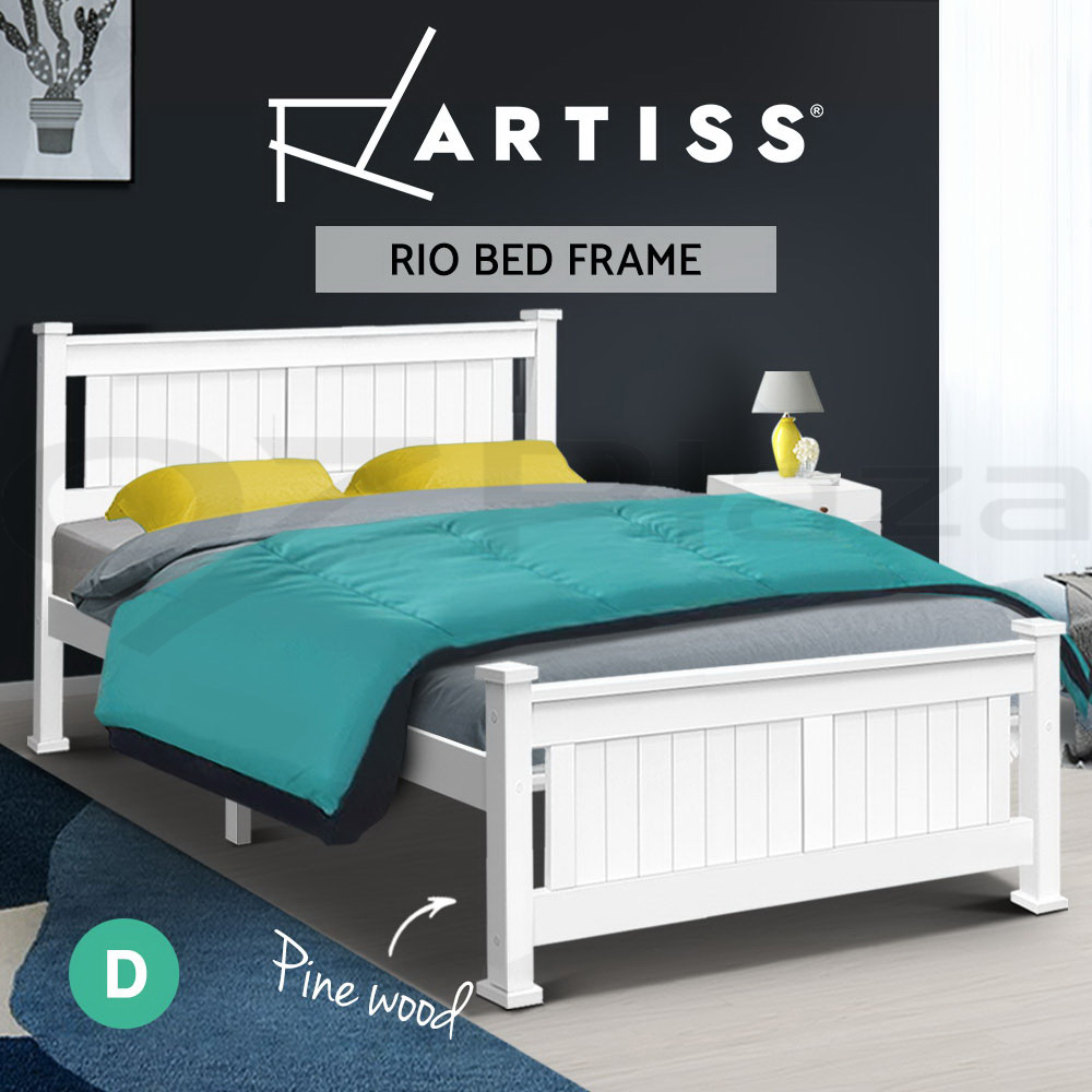 Artiss Bed Frame Queen Double King Single Size Wooden Timber Mattress Base - Picture 23 of 66